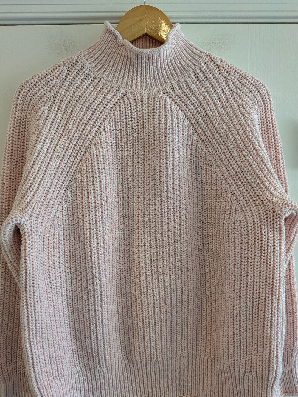 J. Crew Relaxed Rollneck Sweater Knit Fisherman Pink 100% Cotton Classic Size L - Picture 4 of 15